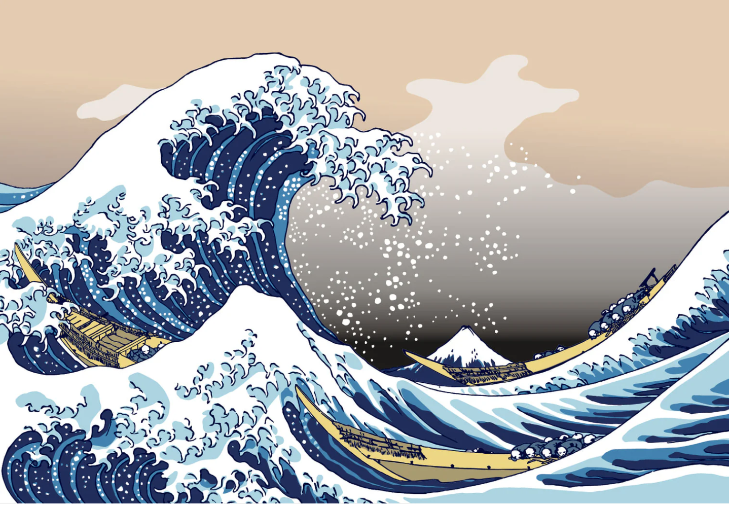 the great wave, ocean wave art,